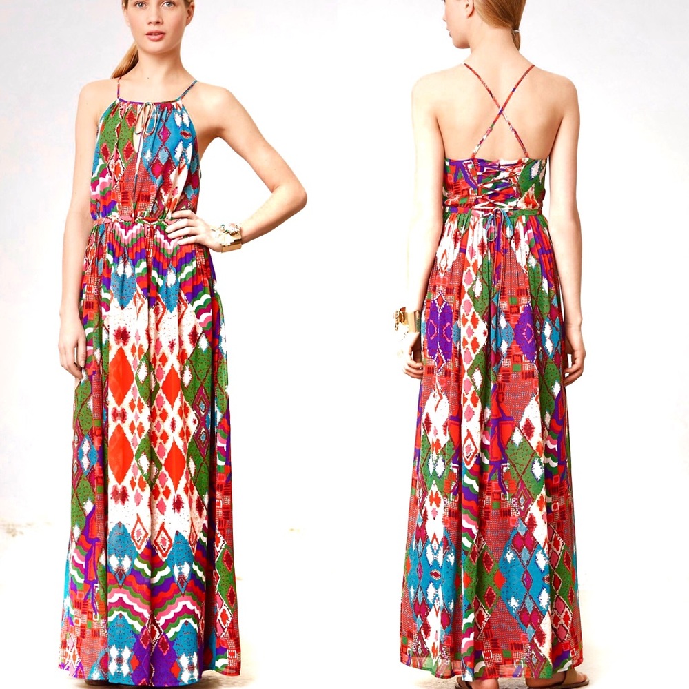 ANTHRO MAEVE ‘TARANA’ MULTI COLOR PRINT MAXI DRESS